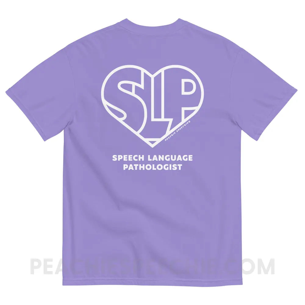 SLP Heart Comfort Colors Tee - peachiespeechie.com