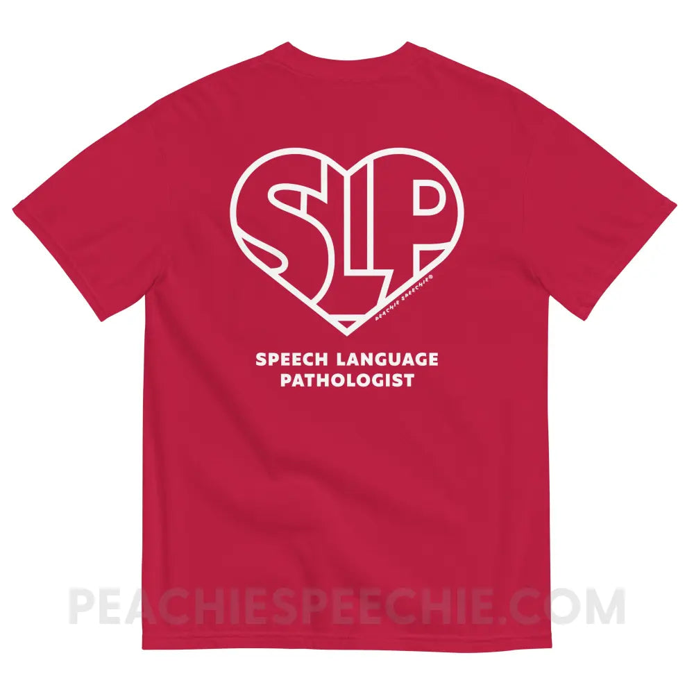 SLP Heart Comfort Colors Tee - peachiespeechie.com