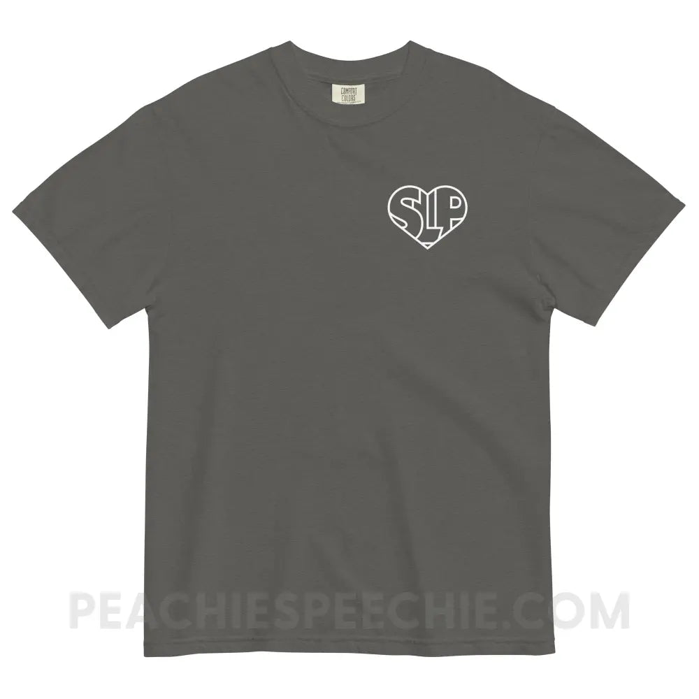 SLP Heart Comfort Colors Tee - Pepper / S - peachiespeechie.com