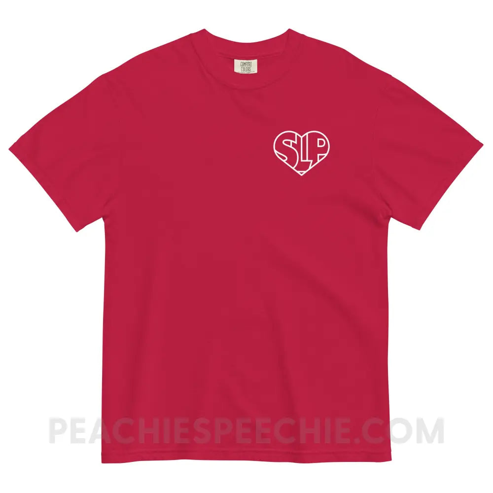 SLP Heart Comfort Colors Tee - Red / S - peachiespeechie.com