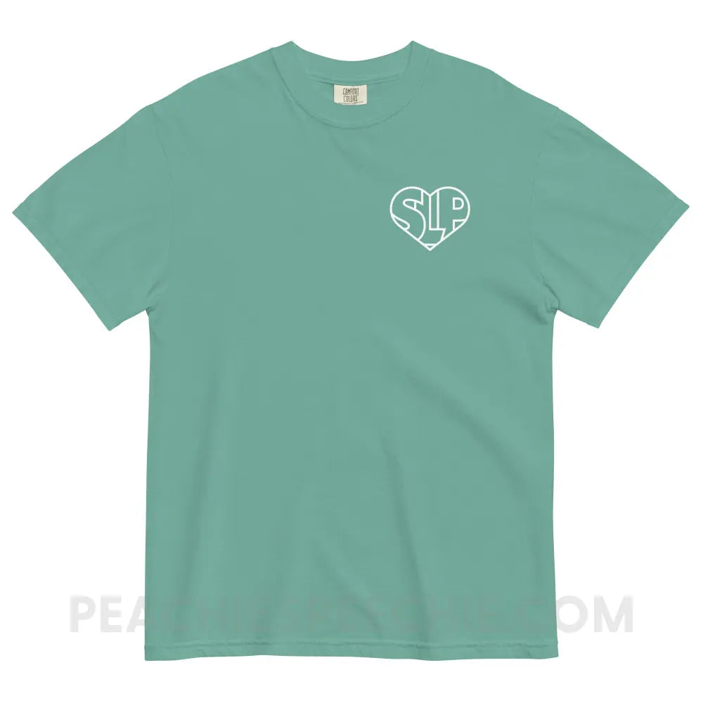 SLP Heart Comfort Colors Tee - Seafoam / S - peachiespeechie.com