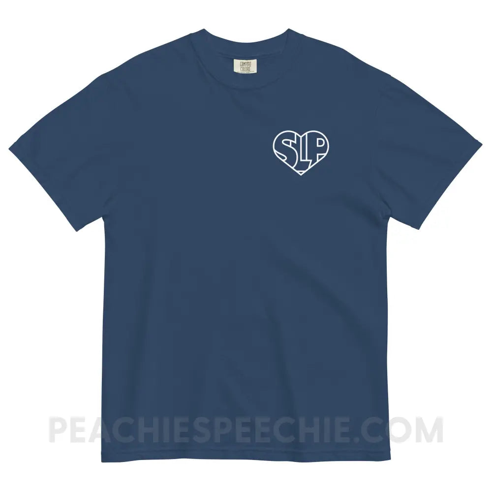 SLP Heart Comfort Colors Tee - True Navy / S - peachiespeechie.com