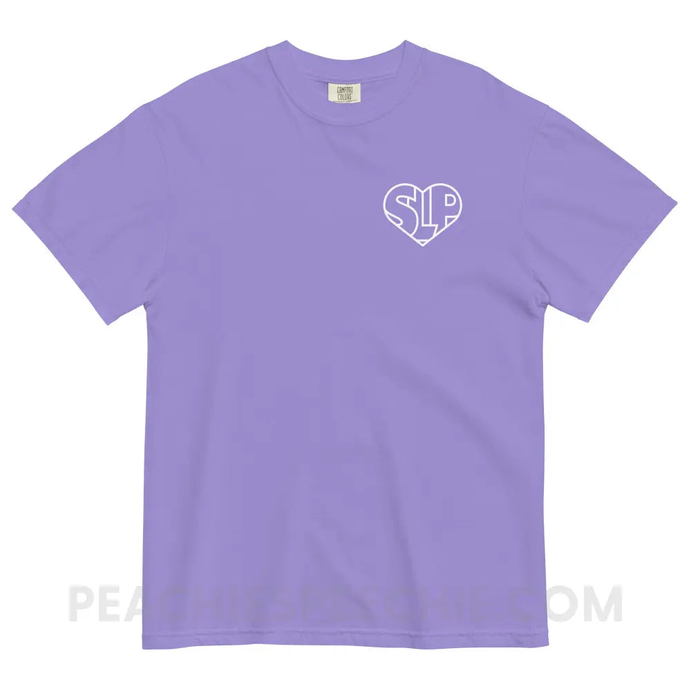SLP Heart Comfort Colors Tee - Violet / S - peachiespeechie.com