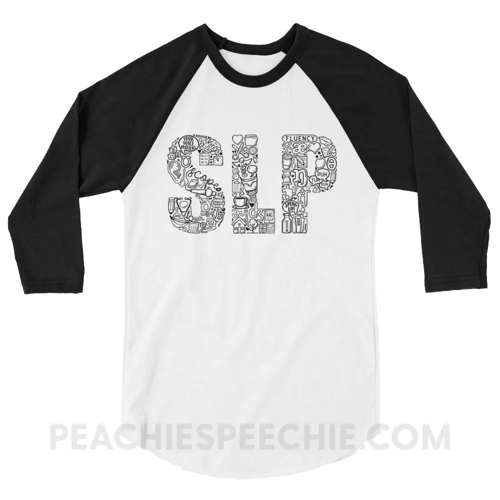 SLP Icons Baseball Tee | Speech-Language Pathology