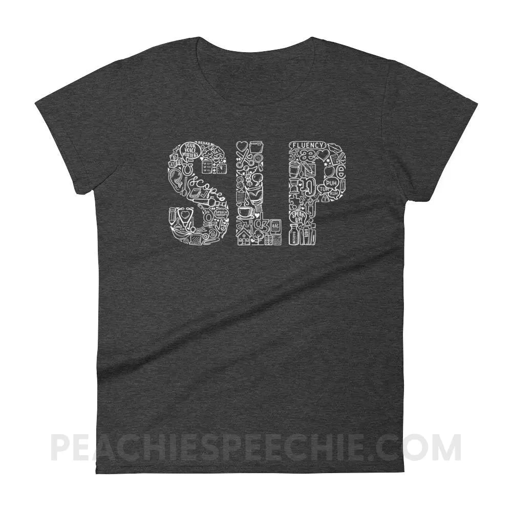 SLP Icons Women’s Trendy Tee - Heather Dark Grey / S - T-Shirts & Tops peachiespeechie.com