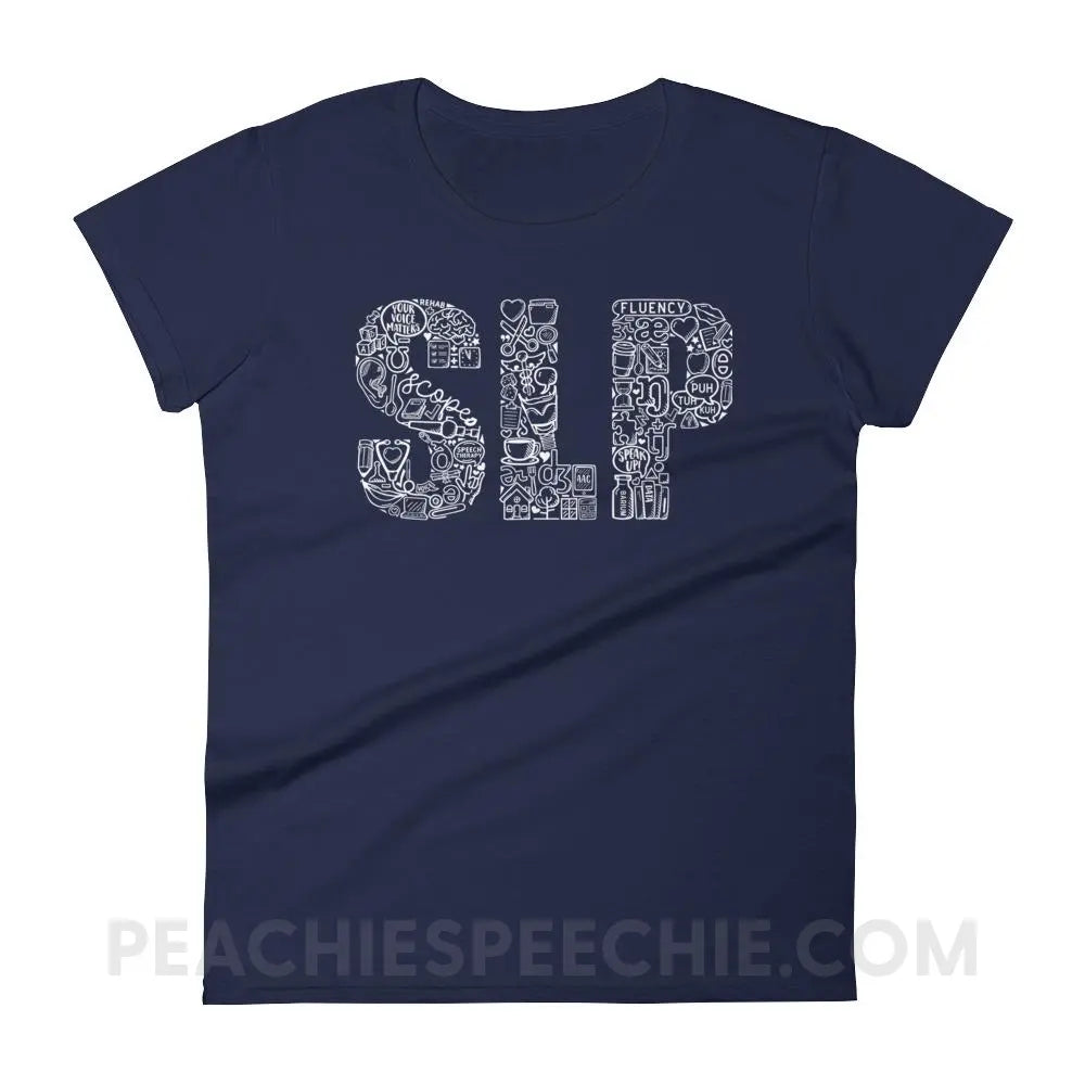 SLP Icons Women’s Trendy Tee - Navy / S - T-Shirts & Tops peachiespeechie.com