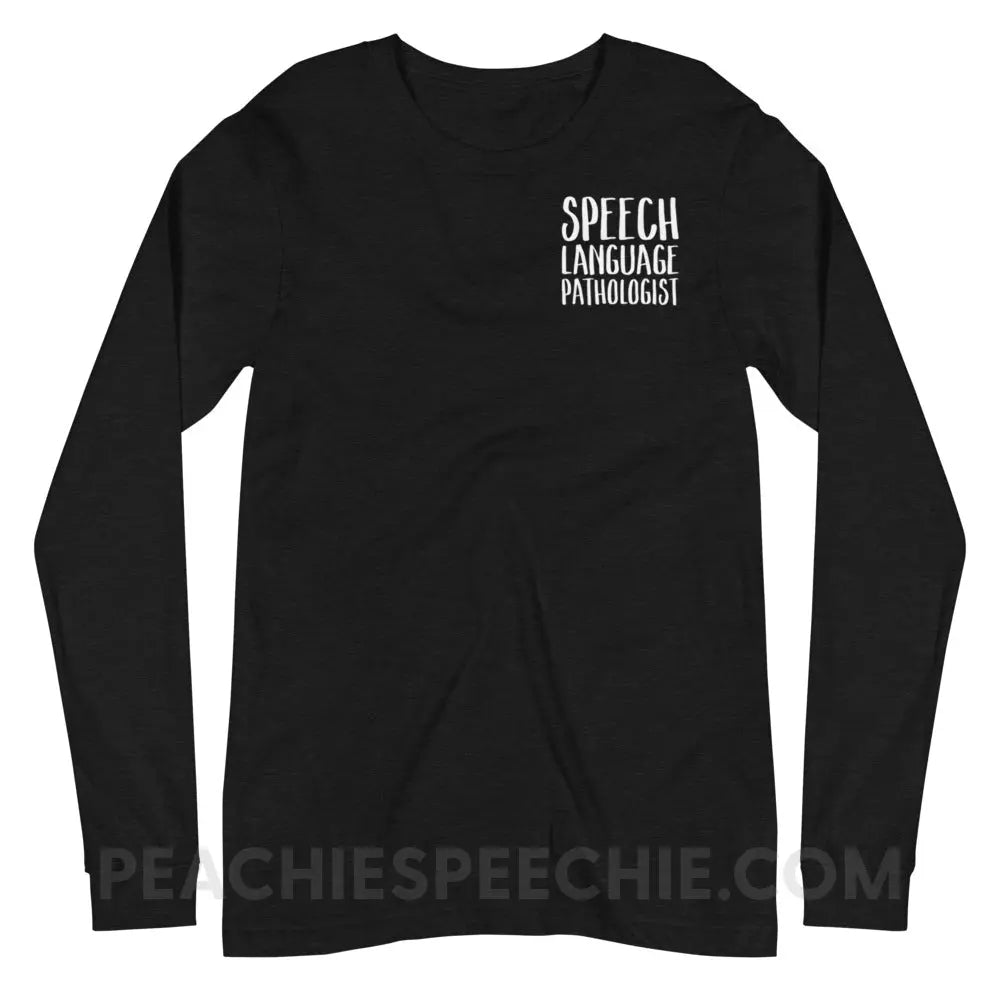 SLP Job Title Premium Long Sleeve - Black Heather / XS - peachiespeechie.com