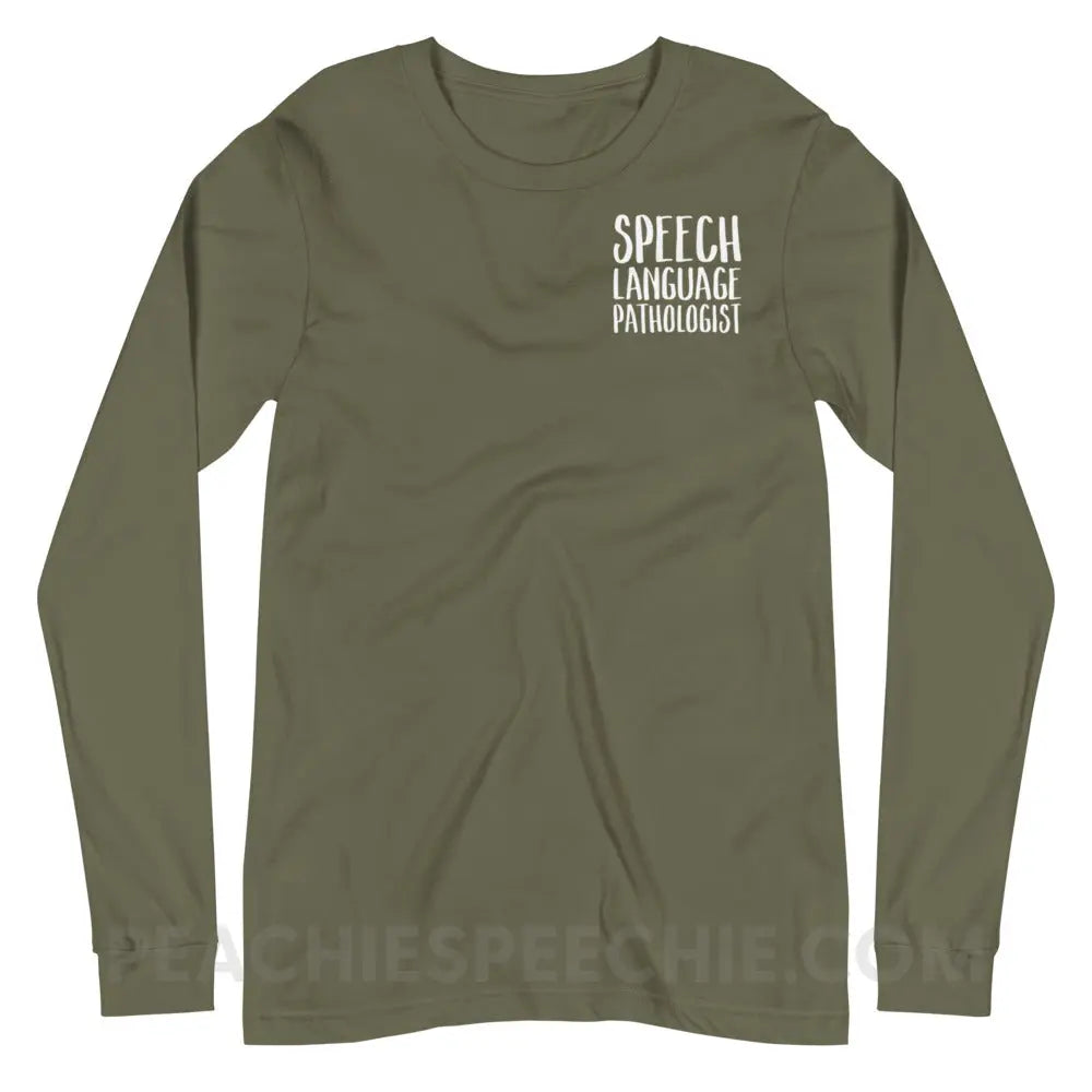 SLP Job Title Premium Long Sleeve - Military Green / XS - peachiespeechie.com