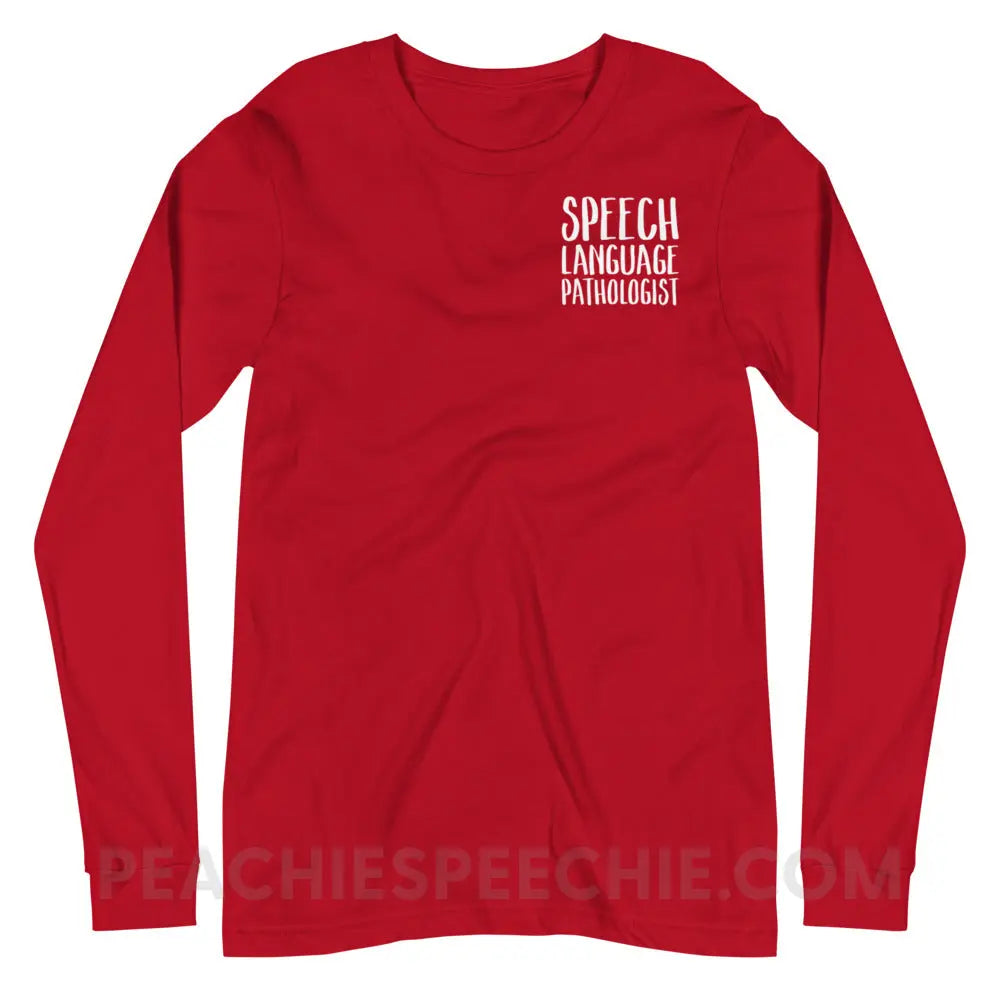 SLP Job Title Premium Long Sleeve - Red / XS - peachiespeechie.com