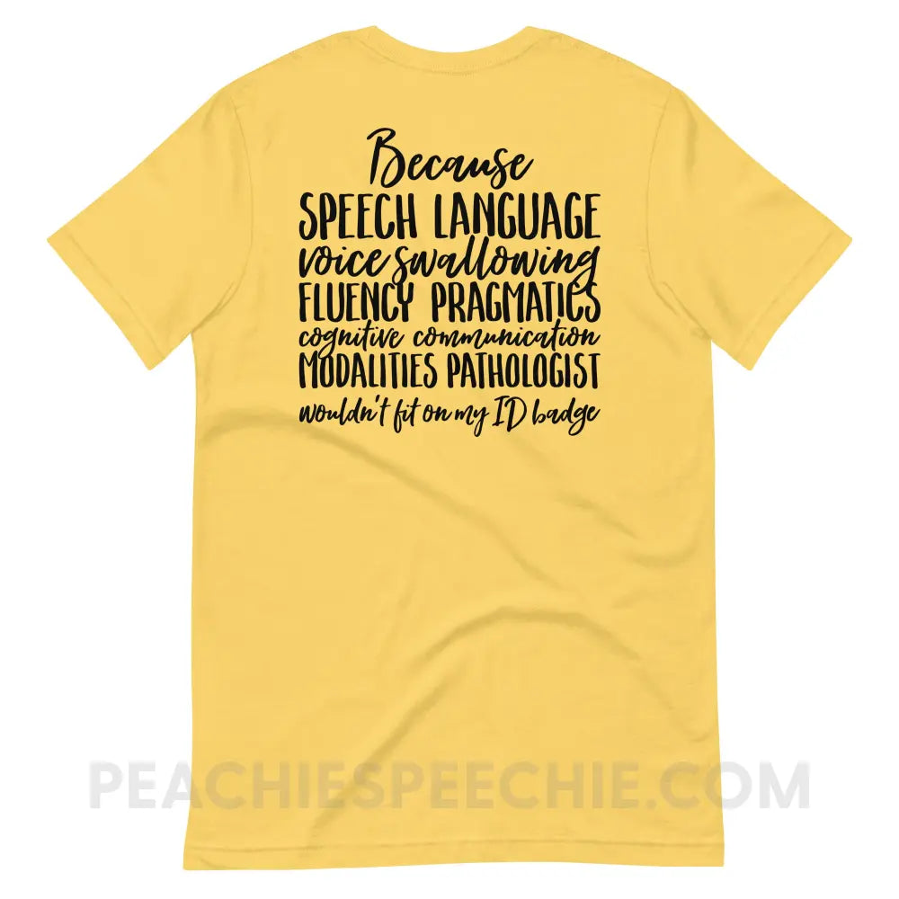 SLP Job Title Premium Soft Tee - Yellow / S - T - Shirts & Tops peachiespeechie.com