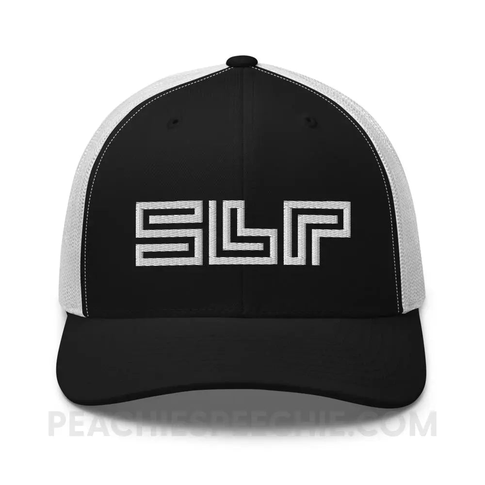 SLP Lines Trucker Hat - Black/ White - Hats peachiespeechie.com