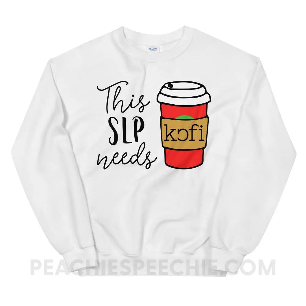 SLP Needs Coffee Classic Sweatshirt - White / S Hoodies & Sweatshirts peachiespeechie.com