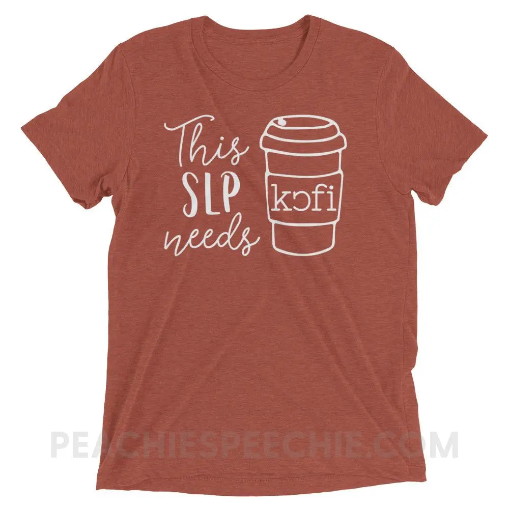 SLP Needs Coffee Tri-Blend Tee - Clay Triblend / XS T-Shirts & Tops peachiespeechie.com