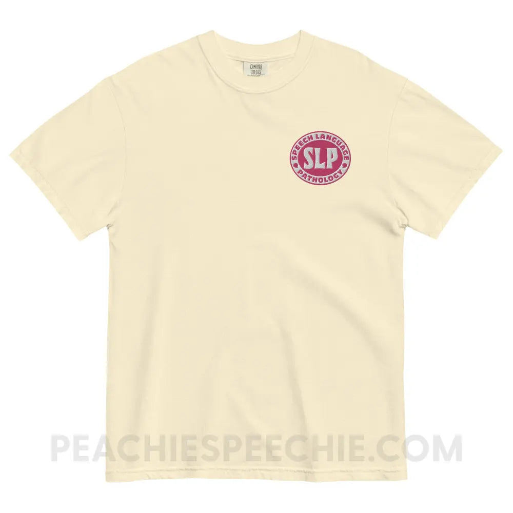 SLP Oval Embroidered Comfort Colors Tee - Ivory / S peachiespeechie.com