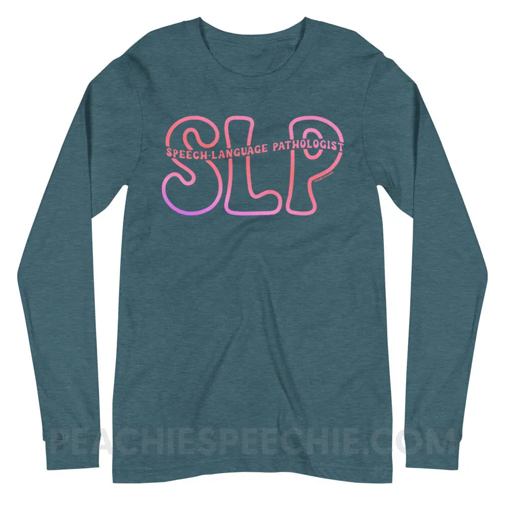 SLP Passthrough Premium Long Sleeve - Heather Deep Teal / XS - peachiespeechie.com