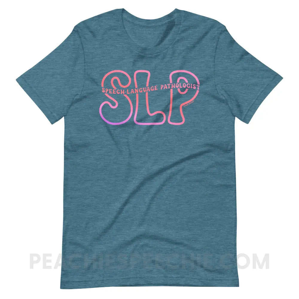 SLP Passthrough Premium Soft Tee - Heather Deep Teal / S - peachiespeechie.com