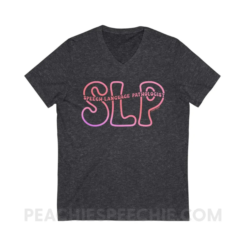 SLP Passthrough Soft V-Neck - Dark Grey Heather / S - V-neck peachiespeechie.com