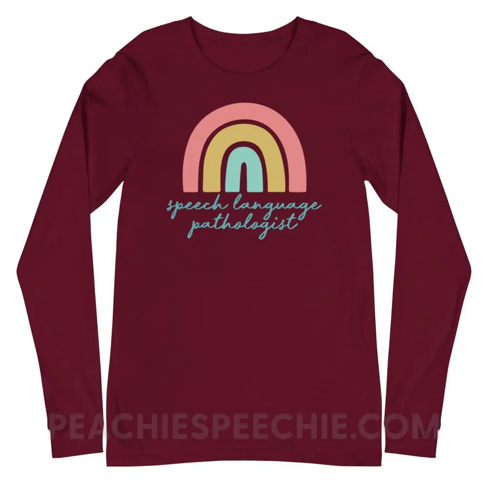 SLP Rainbow Premium Long Sleeve - Maroon / XS - T-Shirts & Tops peachiespeechie.com