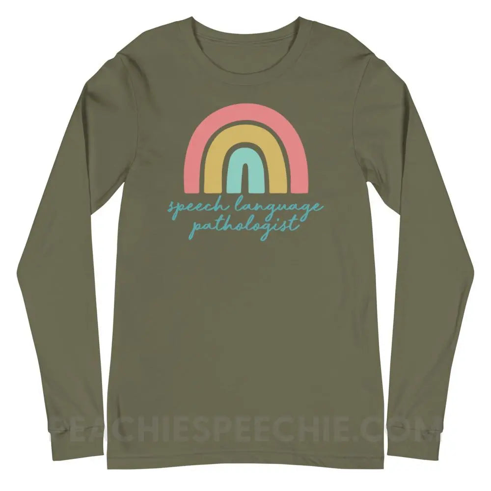 SLP Rainbow Premium Long Sleeve - Military Green / XS - T-Shirts & Tops peachiespeechie.com