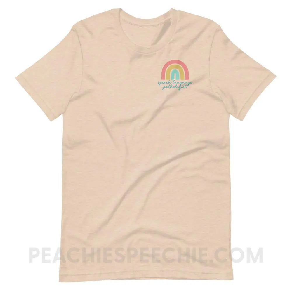 SLP Rainbow Premium Soft Tee - Heather Dust / S - T-Shirts & Tops peachiespeechie.com