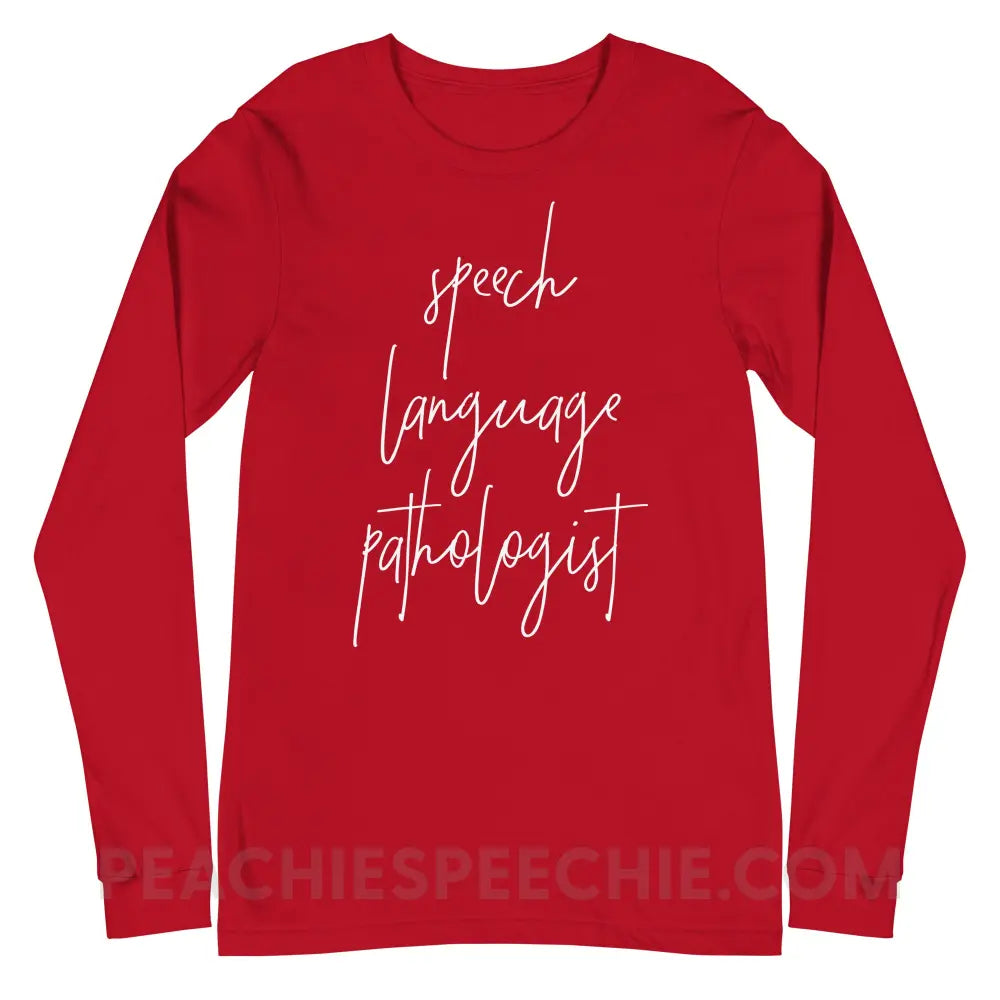 SLP Script Premium Long Sleeve - Red / S T - Shirts & Tops peachiespeechie.com
