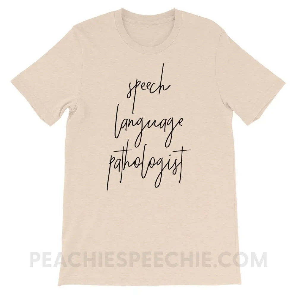 SLP Script Premium Soft Tee - Heather Dust / S T - Shirts & Tops peachiespeechie.com