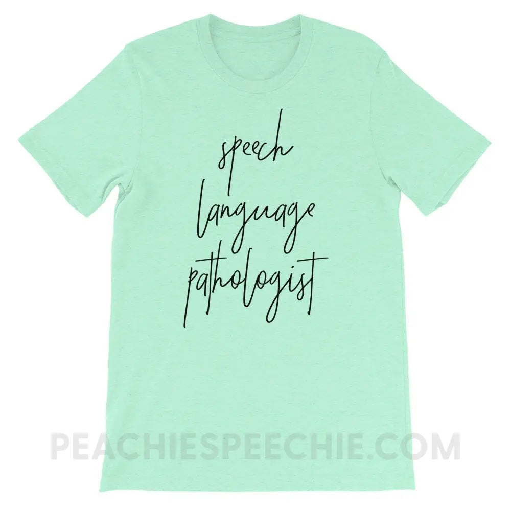 SLP Script Premium Soft Tee - Heather Mint / S T - Shirts & Tops peachiespeechie.com