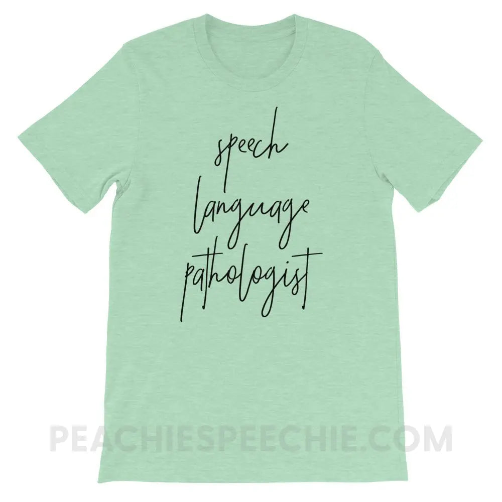 SLP Script Premium Soft Tee - Heather Prism Mint / XS T - Shirts & Tops peachiespeechie.com