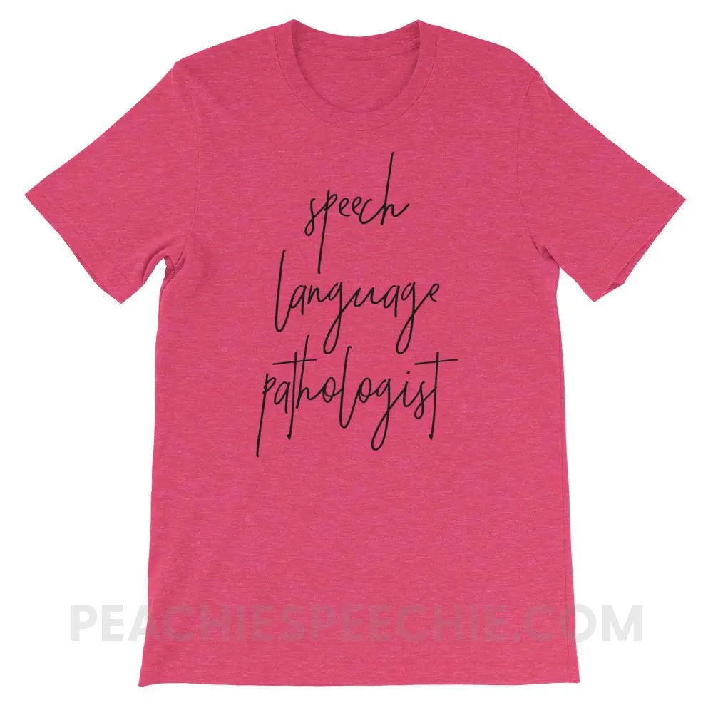 SLP Script Premium Soft Tee - Heather Raspberry / S - T - Shirts & Tops peachiespeechie.com