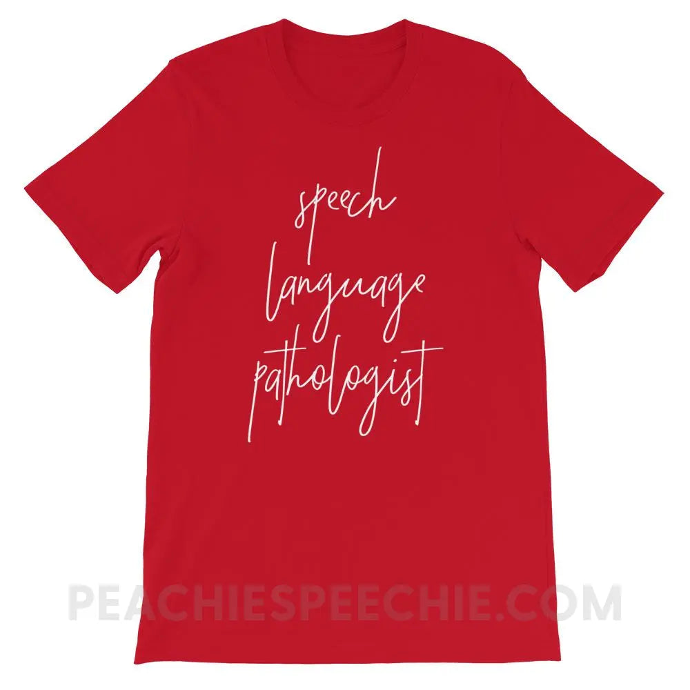 SLP Script Premium Soft Tee - Red / S T - Shirts & Tops peachiespeechie.com