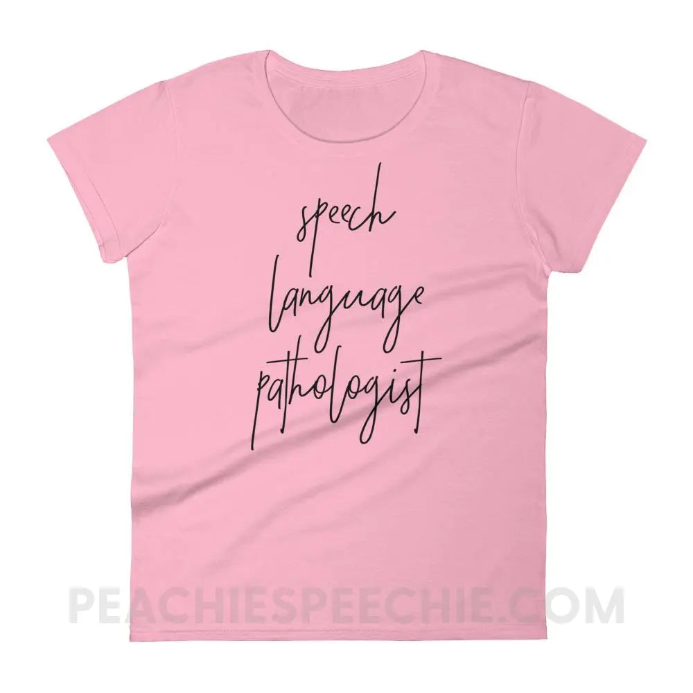 SLP Script Women’s Trendy Tee - Charity Pink / S T-Shirts & Tops peachiespeechie.com