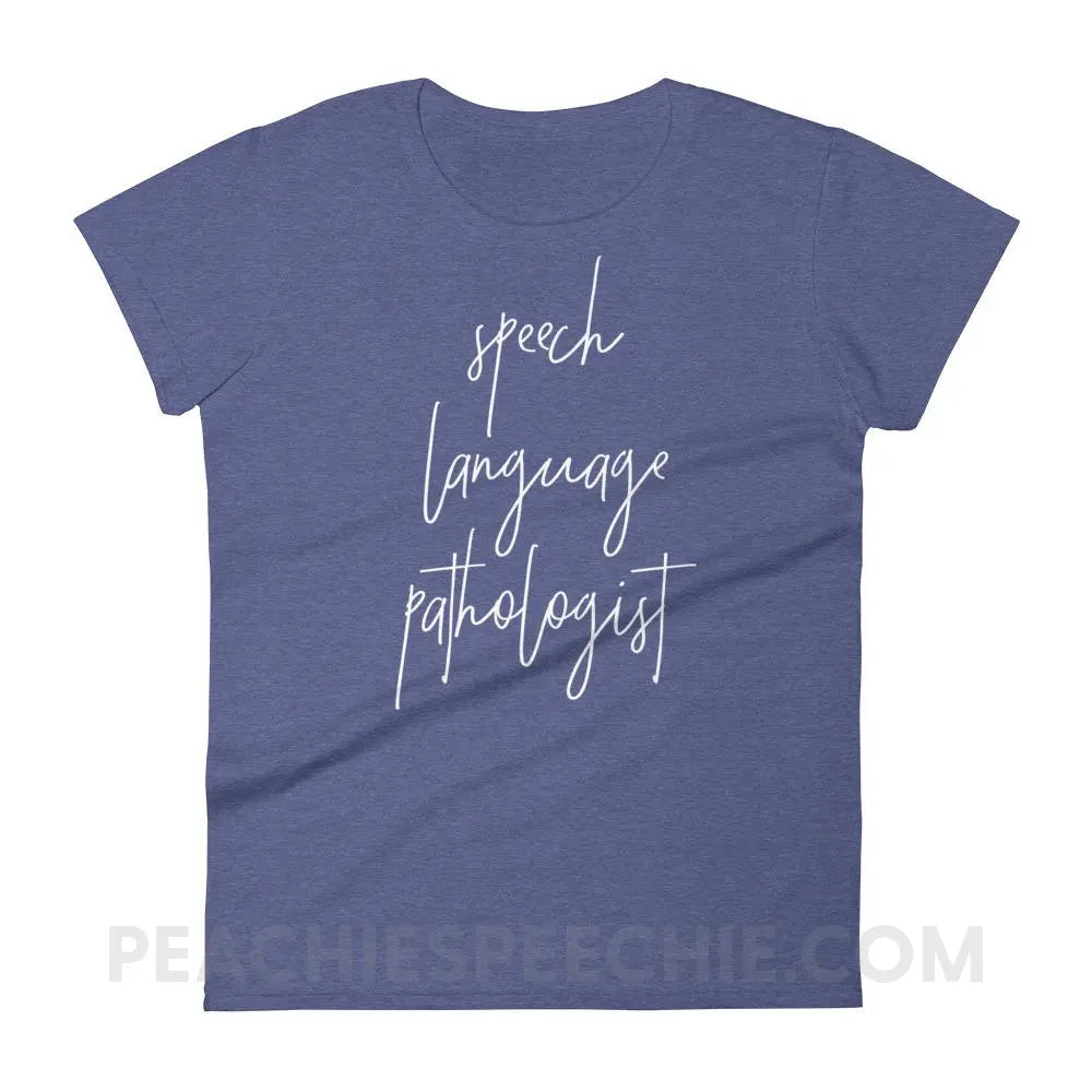 SLP Script Women’s Trendy Tee - Heather Blue / S T-Shirts & Tops peachiespeechie.com
