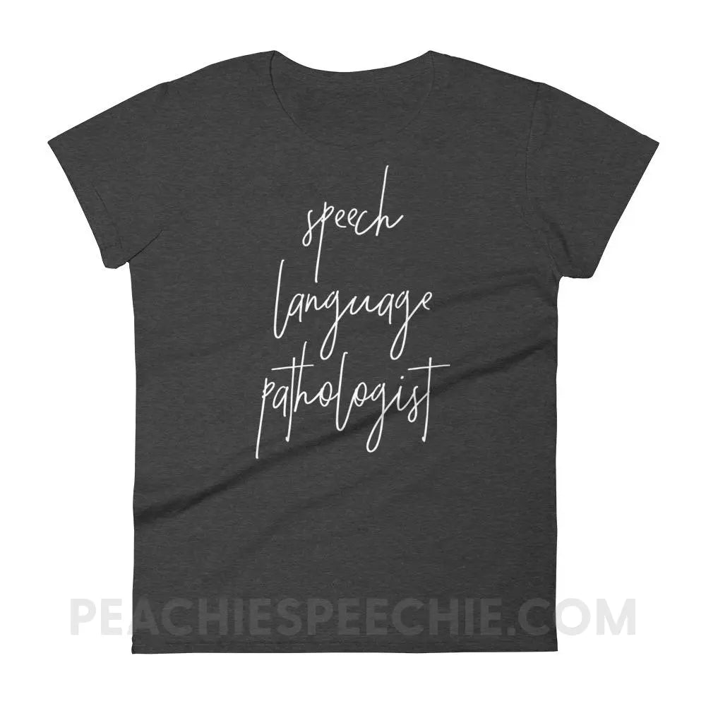 SLP Script Women’s Trendy Tee - Heather Dark Grey / S T-Shirts & Tops peachiespeechie.com