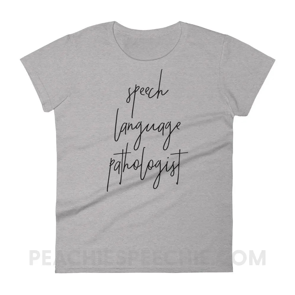 SLP Script Women’s Trendy Tee - Heather Grey / S T-Shirts & Tops peachiespeechie.com