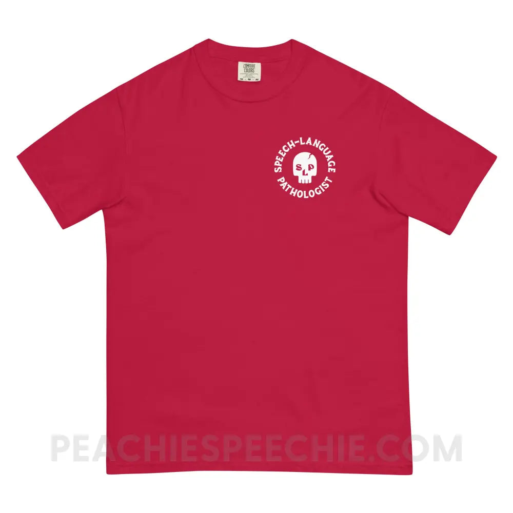 SLP Skull Comfort Colors Tee - Red / S - peachiespeechie.com