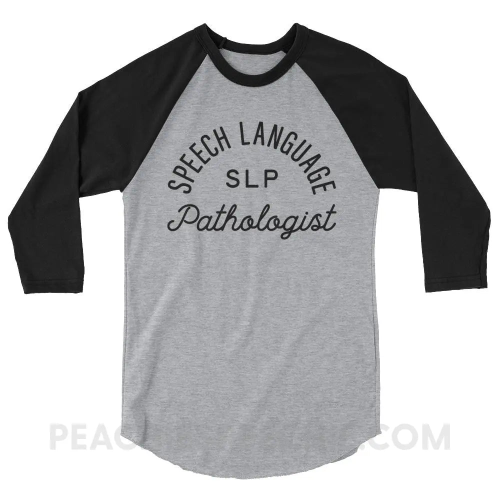 SLP Stamp Baseball Tee - Heather Grey/Black / XS - T-Shirts & Tops peachiespeechie.com