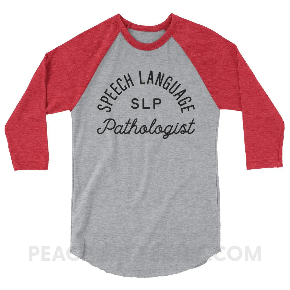 SLP Stamp Baseball Tee - Heather Grey/Heather Red / XS - T-Shirts & Tops peachiespeechie.com