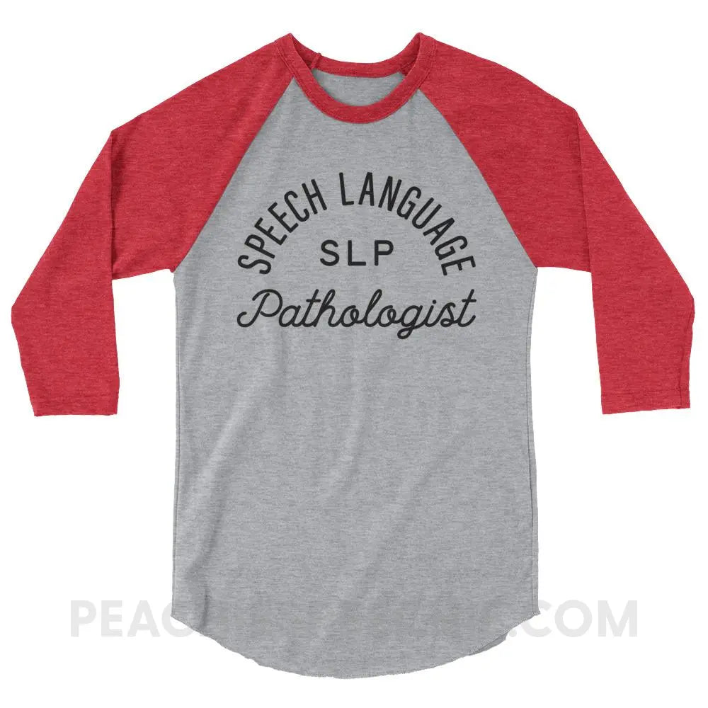 SLP Stamp Baseball Tee - Heather Grey/Heather Red / XS T-Shirts & Tops peachiespeechie.com