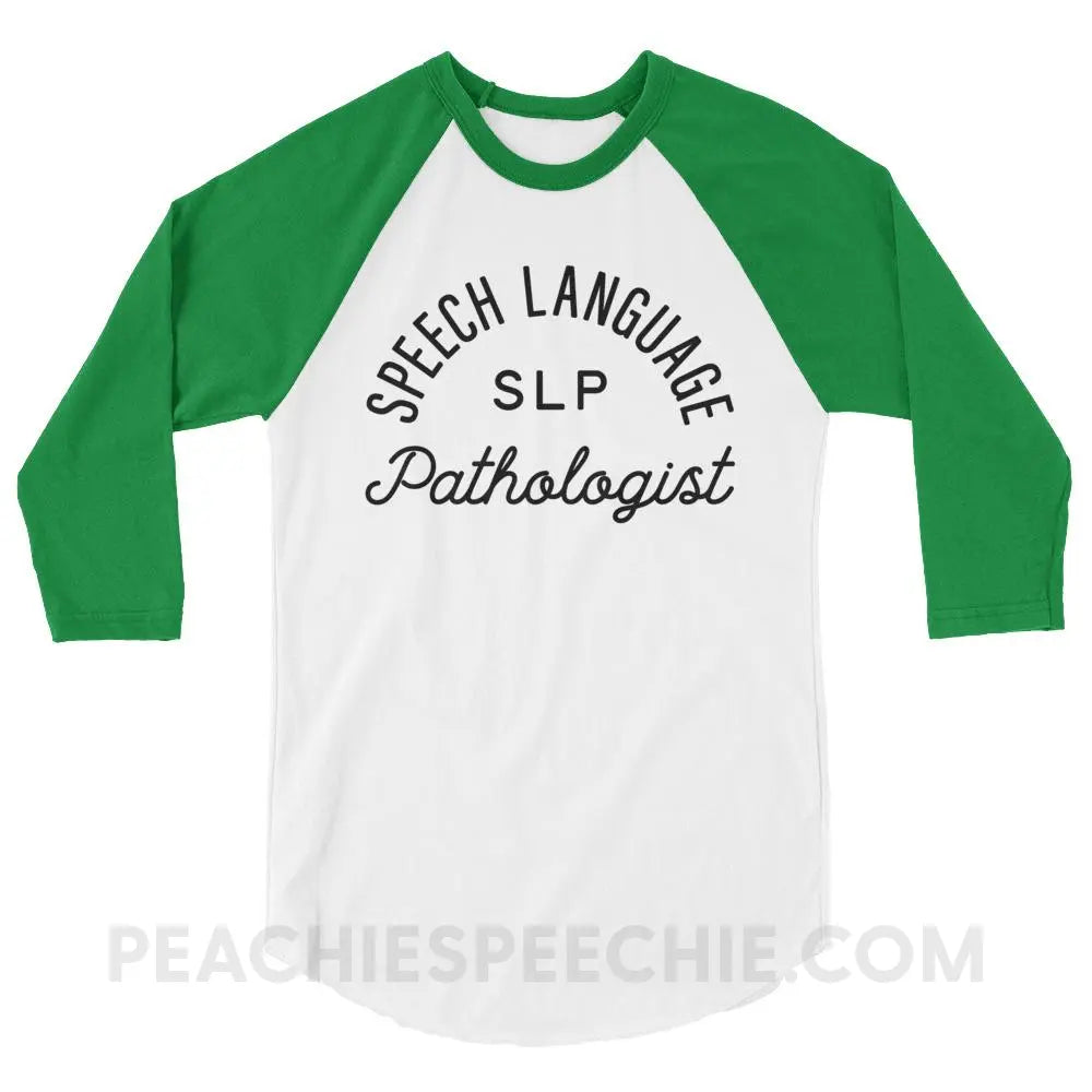 SLP Stamp Baseball Tee - White/Kelly / XS - T-Shirts & Tops peachiespeechie.com