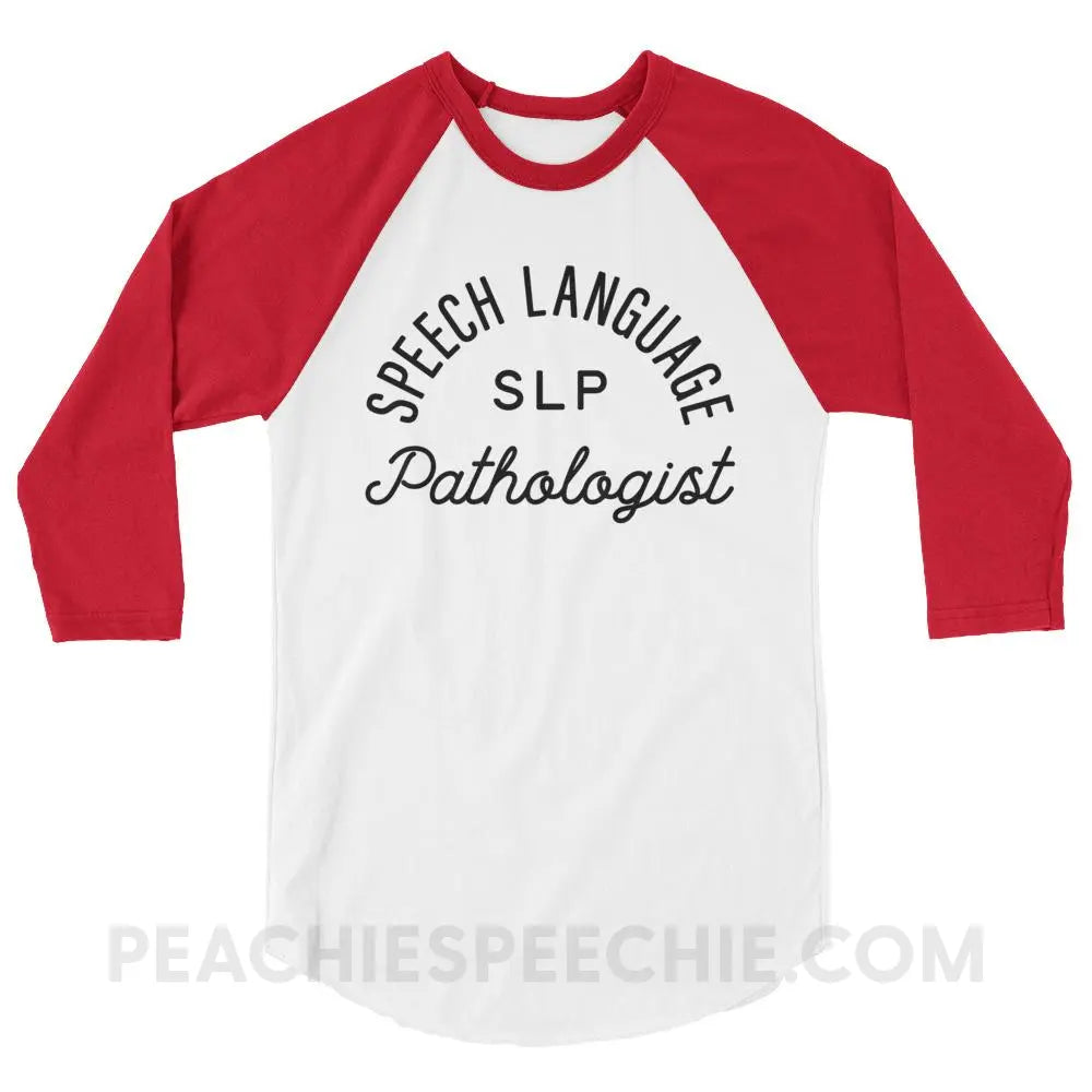 SLP Stamp Baseball Tee - White/Red / XS - T-Shirts & Tops peachiespeechie.com