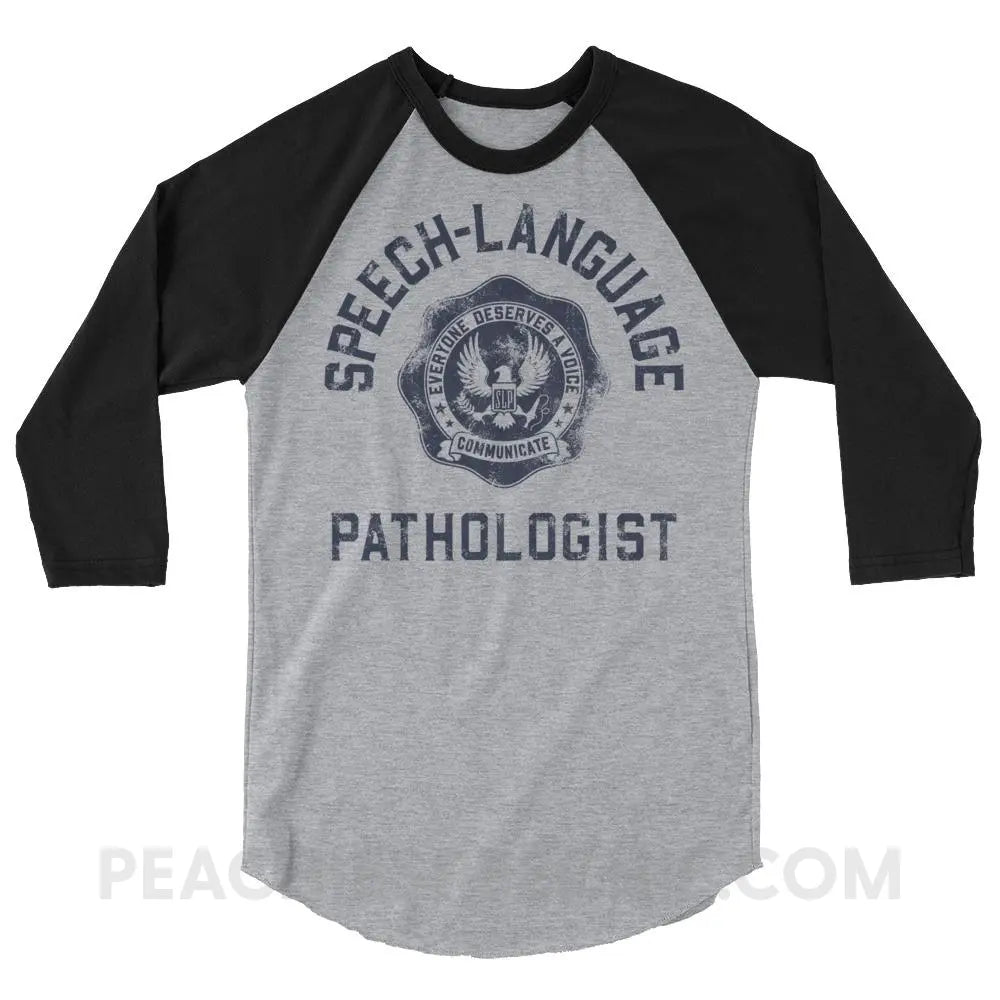 SLP University Baseball Tee - Heather Grey/Black / XS - T-Shirts & Tops peachiespeechie.com