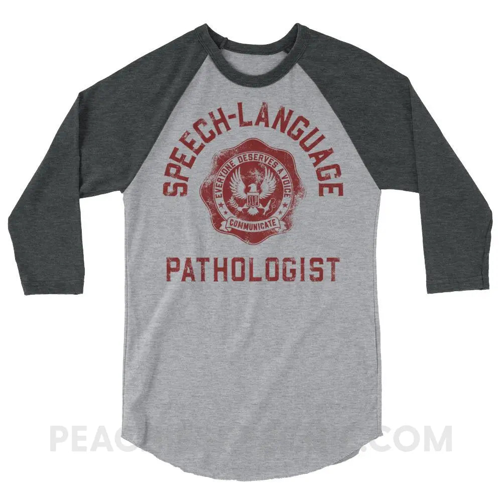 SLP University Baseball Tee - Heather Grey/Heather Charcoal / XS - T-Shirts & Tops peachiespeechie.com