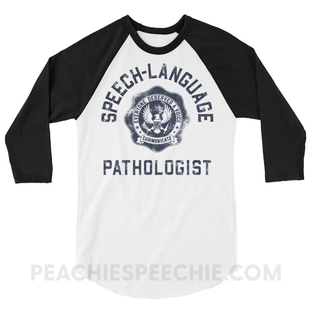 SLP University Baseball Tee - White/Black / XS - T-Shirts & Tops peachiespeechie.com