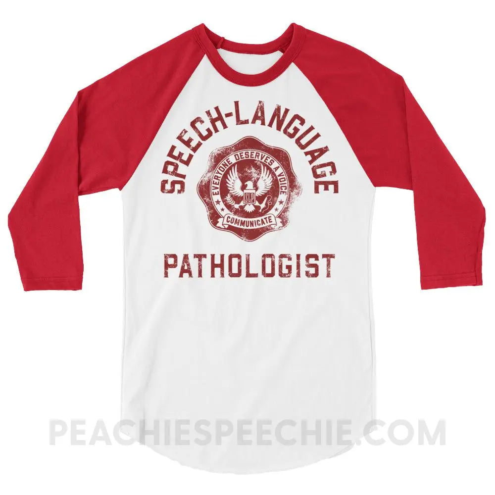SLP University Baseball Tee - White/Red / XS - T-Shirts & Tops peachiespeechie.com