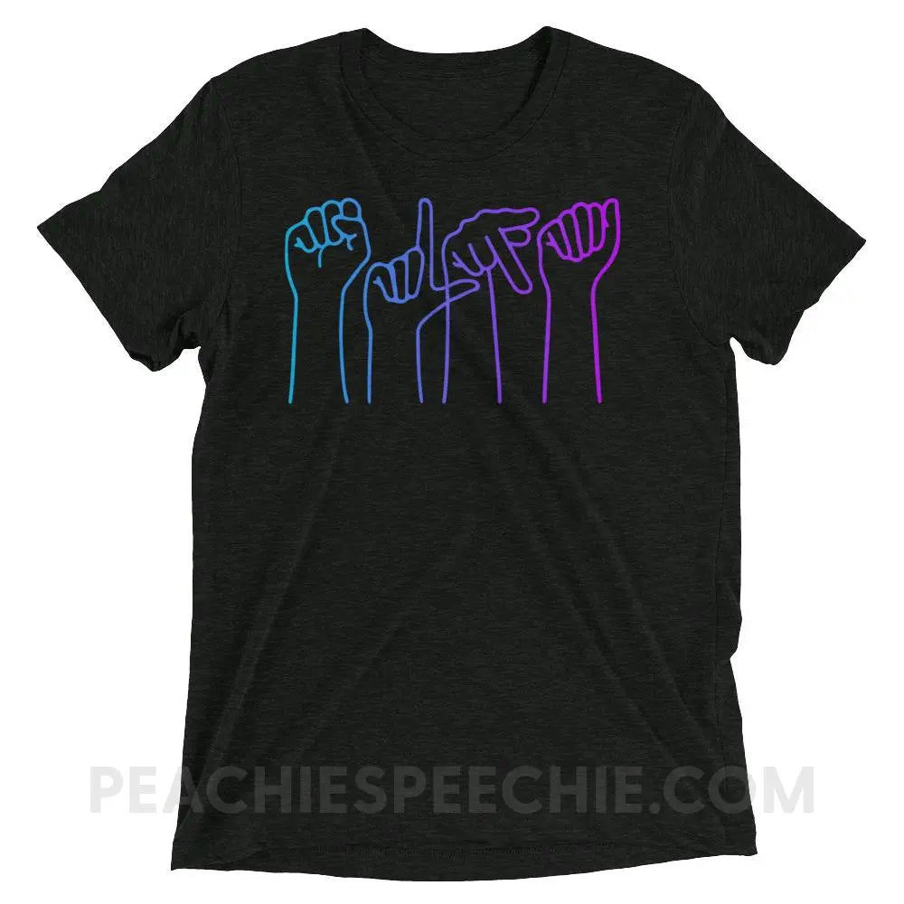 SLPA Hands Tri-Blend Tee - Charcoal-Black Triblend / XS - T-Shirts & Tops peachiespeechie.com