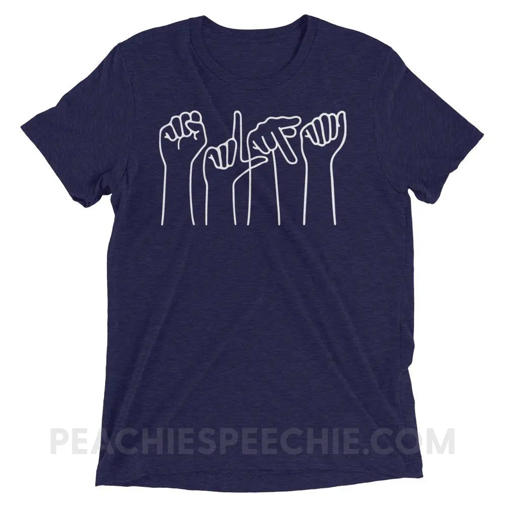 SLPA Hands Tri-Blend Tee - Navy Triblend / XS - T-Shirts & Tops peachiespeechie.com