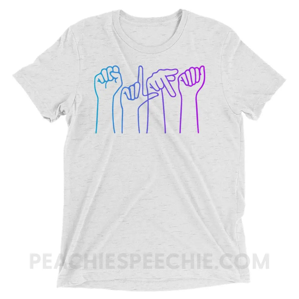 SLPA Hands Tri-Blend Tee - White Fleck Triblend / XS - T-Shirts & Tops peachiespeechie.com