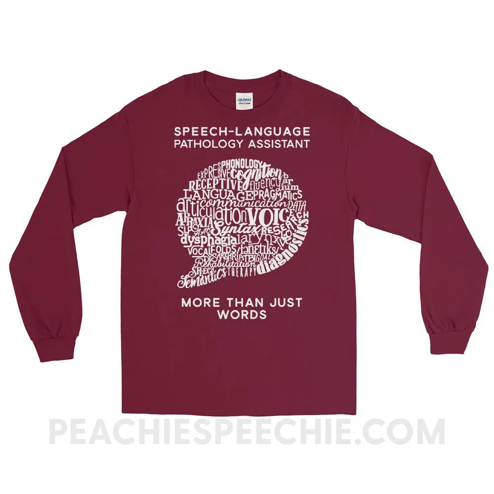 SLPA Word Bubble Long Sleeve Tee - Maroon / S - T-Shirts & Tops peachiespeechie.com