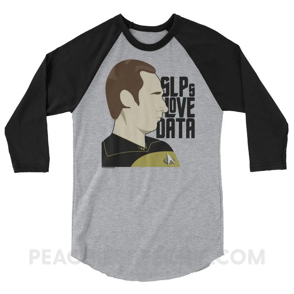 SLPs Love Data Baseball Tee - Heather Grey/Black / XS - T-Shirts & Tops peachiespeechie.com