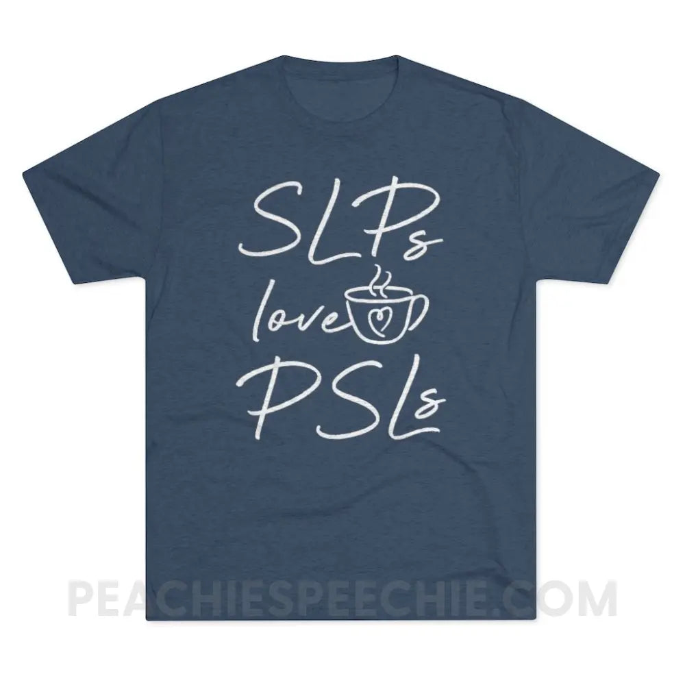 SLPs Love PSLs Vintage Tri-Blend - Indigo / S - T-Shirts & Tops peachiespeechie.com